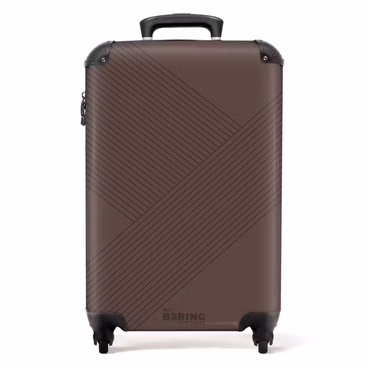 Suitcase - Minimal - Crossing lines on dark brown — 1