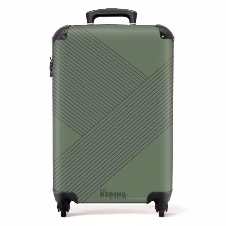 Suitcase - Minimal - Crossing lines on gray-green — 1