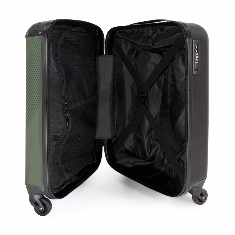 Suitcase - Minimal - Crossing lines on gray-green — 3