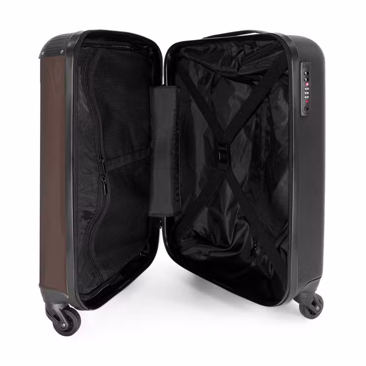 Suitcase - Minimal - Dark brown with black stripe — 3