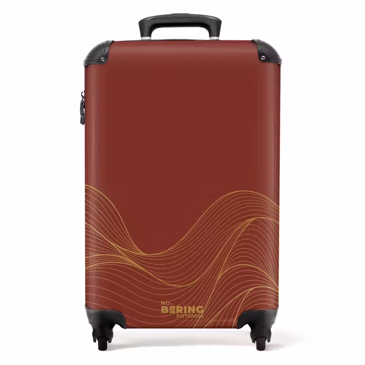 Suitcase - Minimal - Dark red with gold waves — 1
