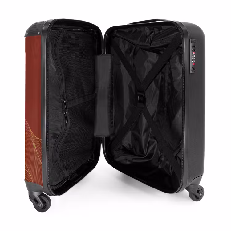 Suitcase - Minimal - Dark red with gold waves — 3