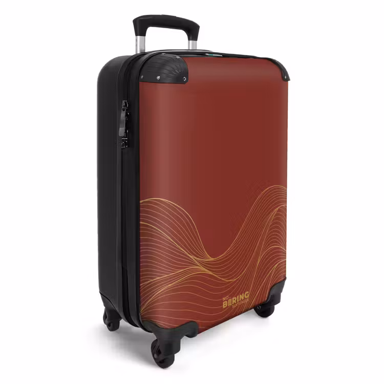 Suitcase - Minimal - Dark red with gold waves — 4
