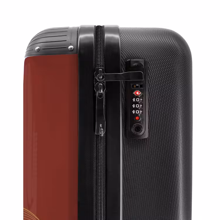 Suitcase - Minimal - Dark red with gold waves — 5