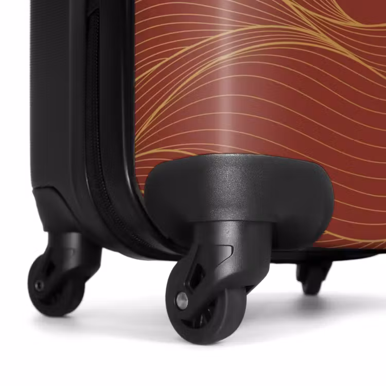 Suitcase - Minimal - Dark red with gold waves — 6