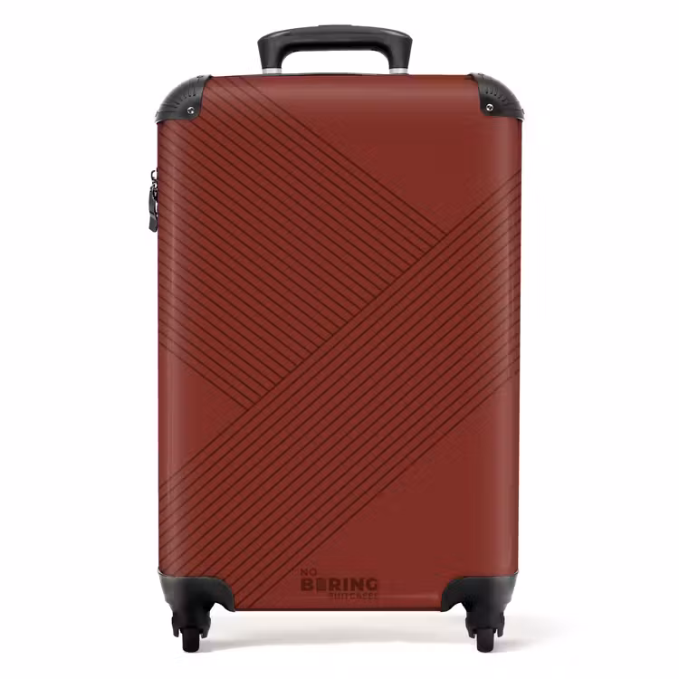 Suitcase - Minimal - Intersecting lines on deep bordeaux — 1