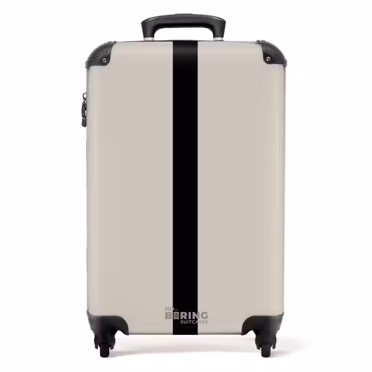 Suitcase - Minimal - Light beige with black stripe — 1