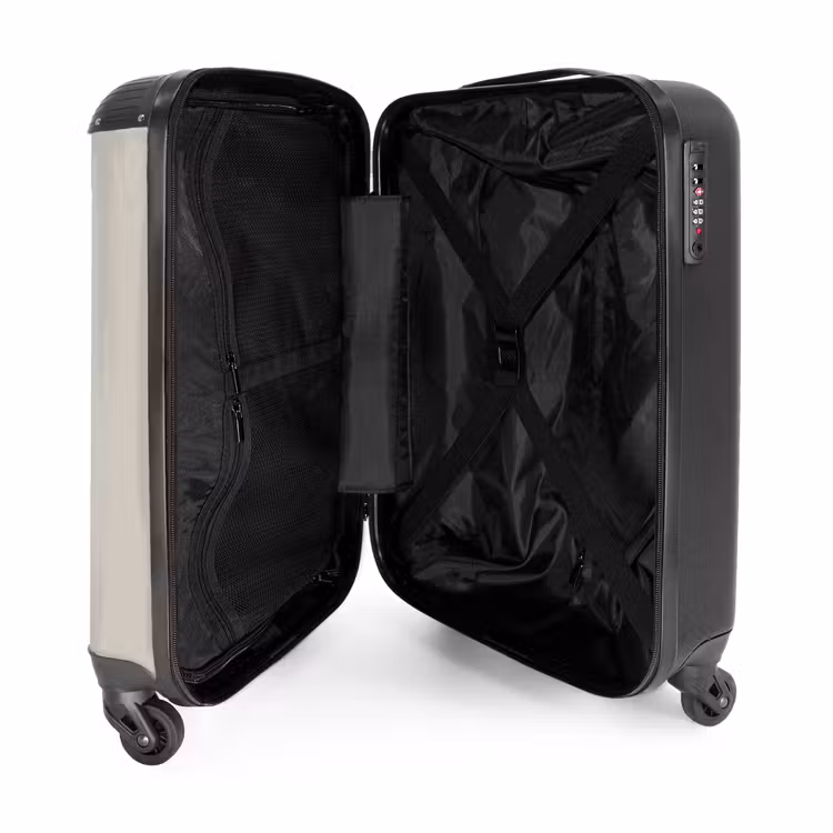 Suitcase - Minimal - Light beige with black stripe — 3