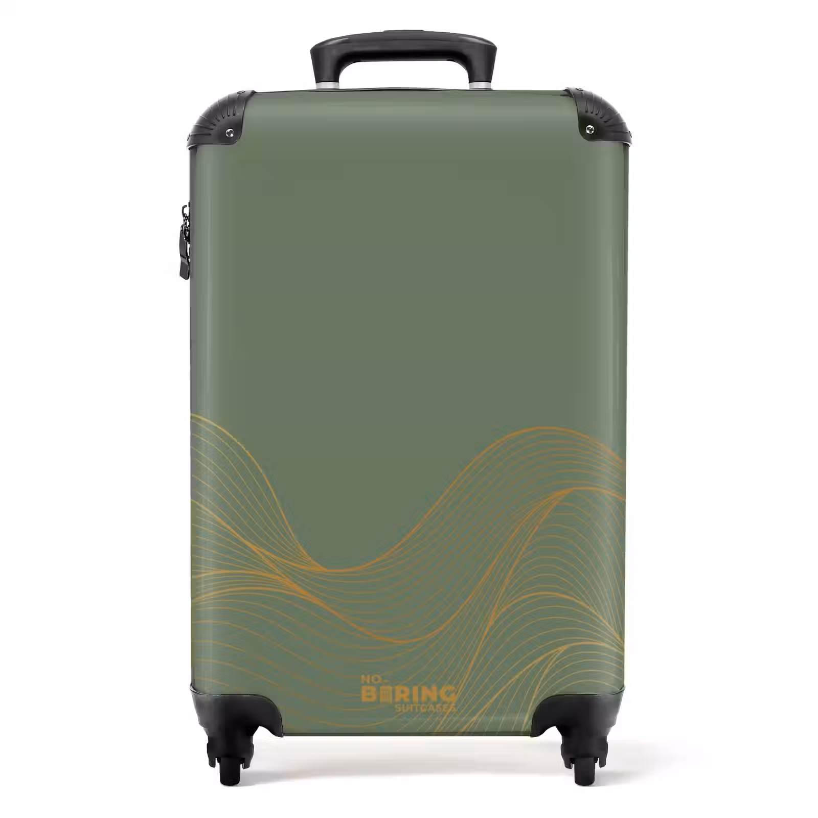 Suitcase - Minimal - Gray-green with gold waves — 1