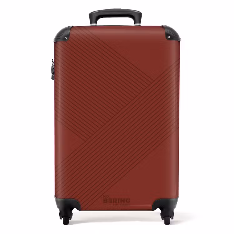 Suitcase - Minimal - Crossing lines on dark red — 1