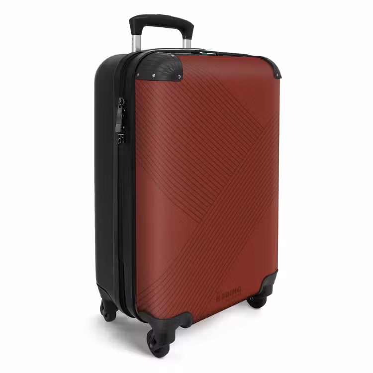 Suitcase - Minimal - Crossing lines on dark red — 4