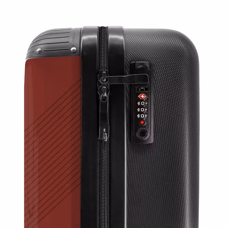 Suitcase - Minimal - Crossing lines on dark red — 5