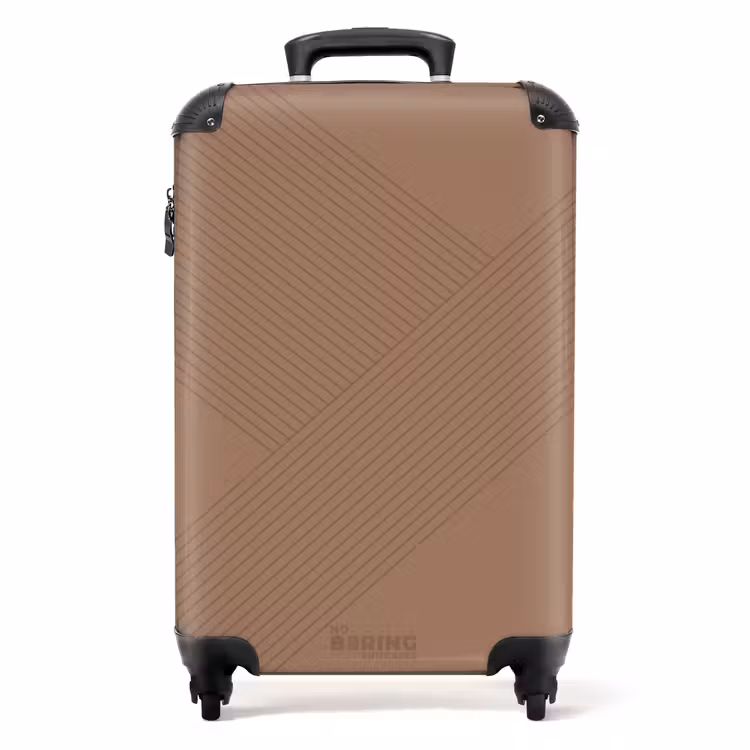 Suitcase - Minimal - Crossing lines on mocha brown — 1