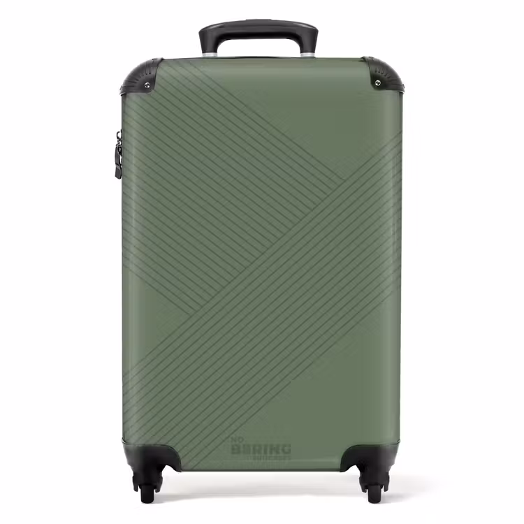 Suitcase - Minimal - Crossing lines on olive green — 1