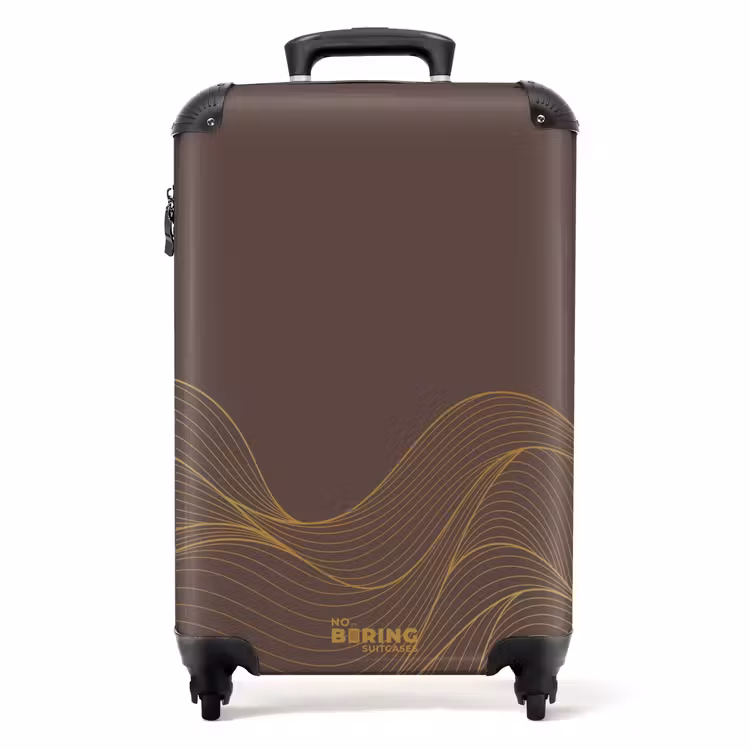 Suitcase - Minimal - Dark brown with gold waves — 1