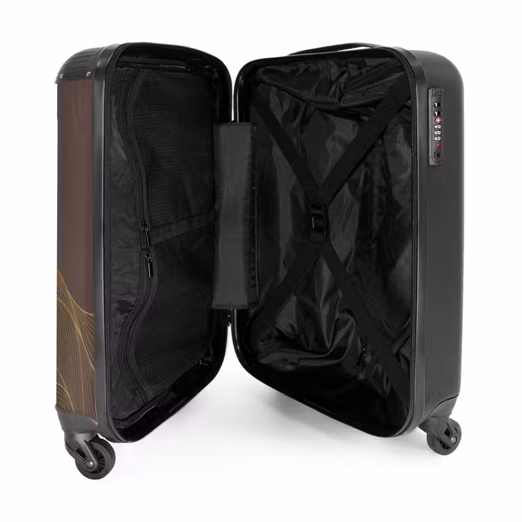 Suitcase - Minimal - Dark brown with gold waves — 3