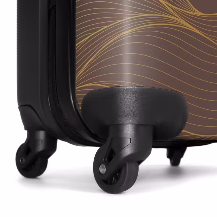 Suitcase - Minimal - Dark brown with gold waves — 6