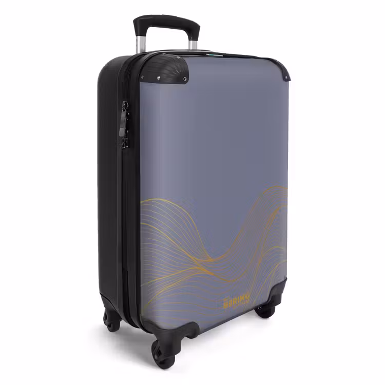 Suitcase - Minimal - Gray-blue with gold waves — 4