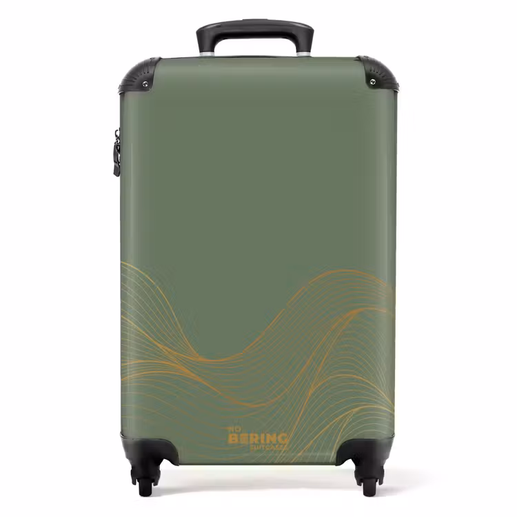 Suitcase - Minimal - Gray-green with gold waves — 1