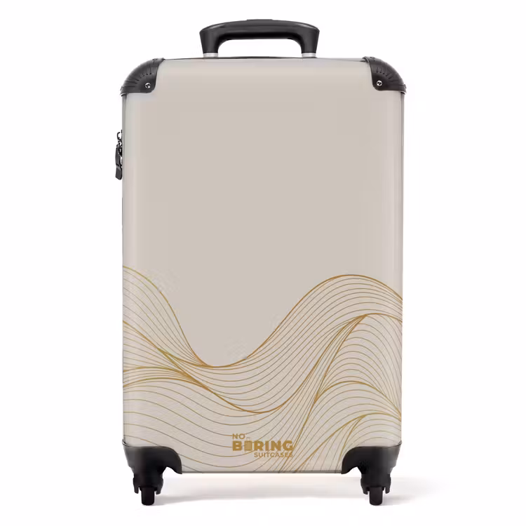 Suitcase - Minimal - Light beige with gold stripes — 1