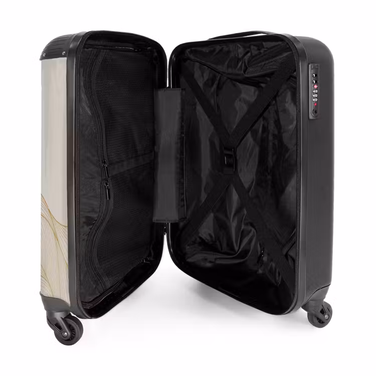 Suitcase - Minimal - Light beige with gold stripes — 3