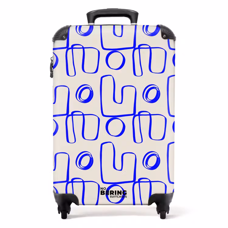 Suitcase - Blue abstract lines on beige background — 1