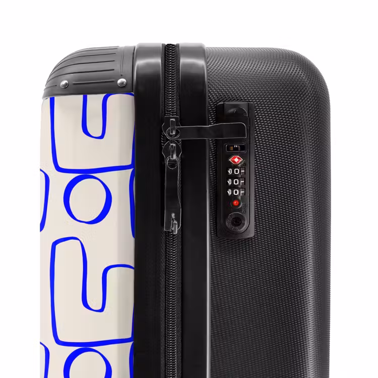 Suitcase - Blue abstract lines on beige background — 5