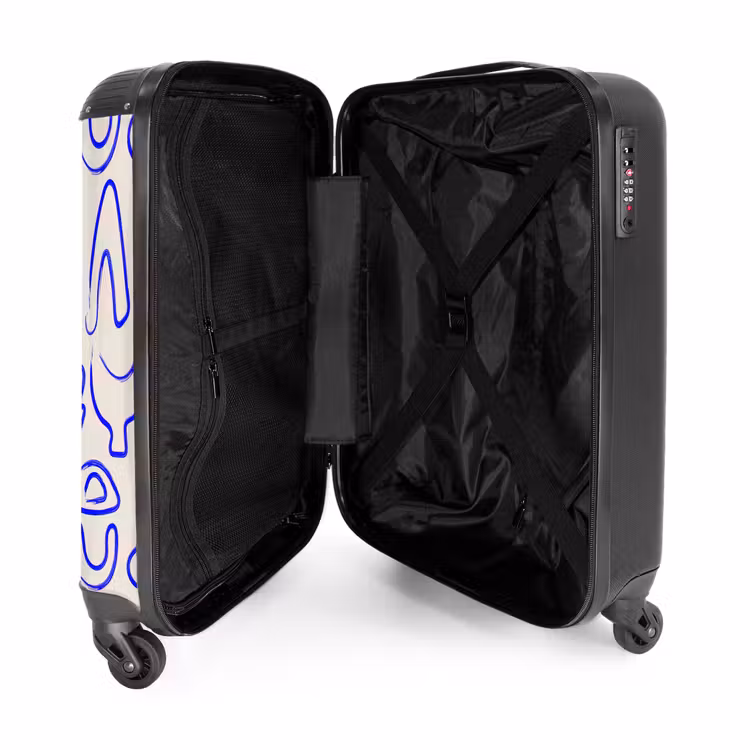 Suitcase - Blue abstract shapes on beige — 3