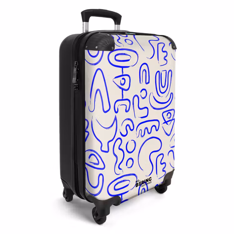 Suitcase - Blue abstract shapes on beige — 4