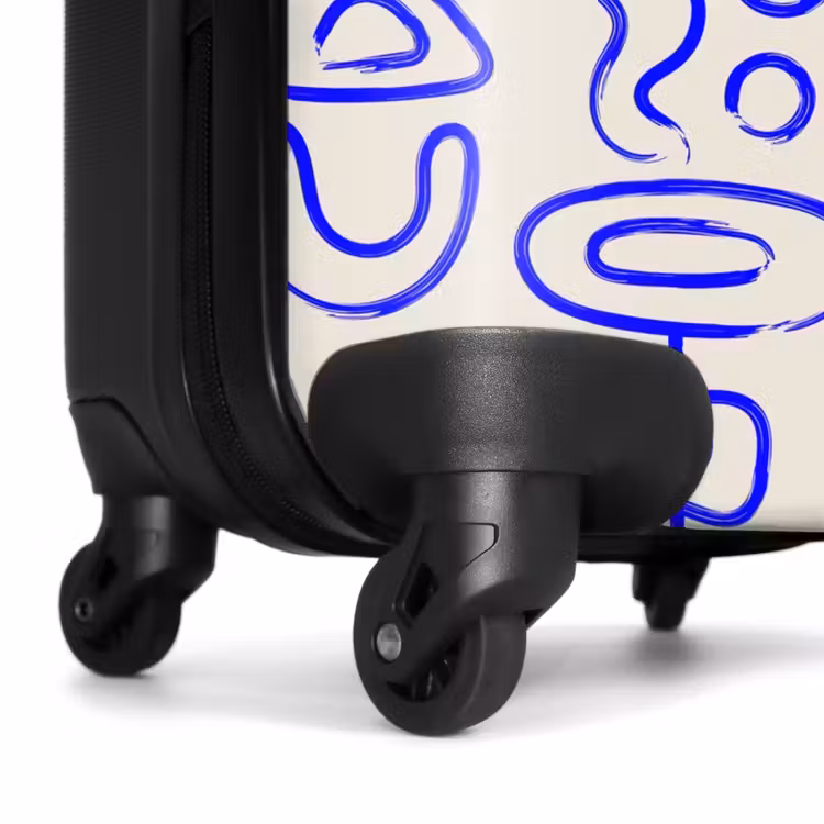 Suitcase - Blue abstract shapes on beige — 6