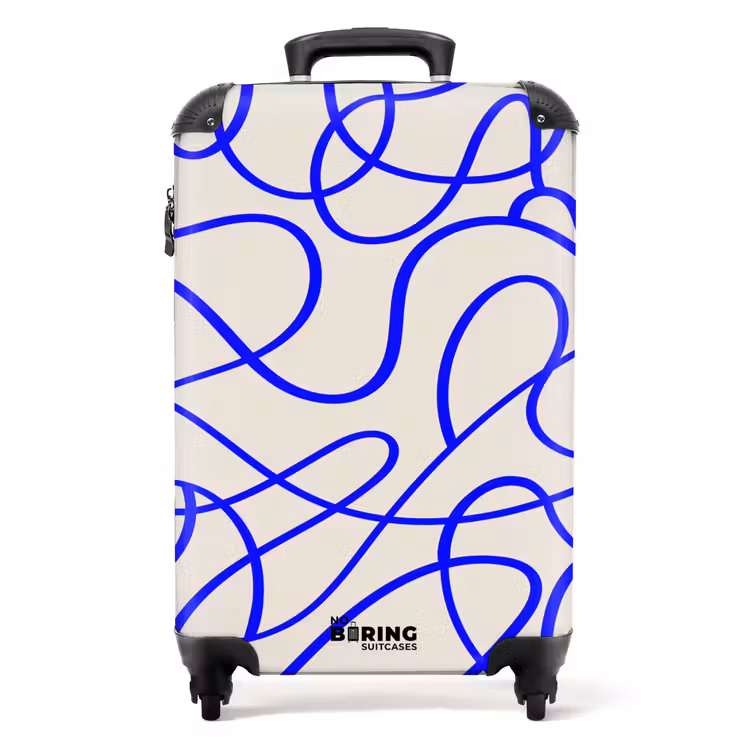 Suitcase - Blue lines on beige background — 1