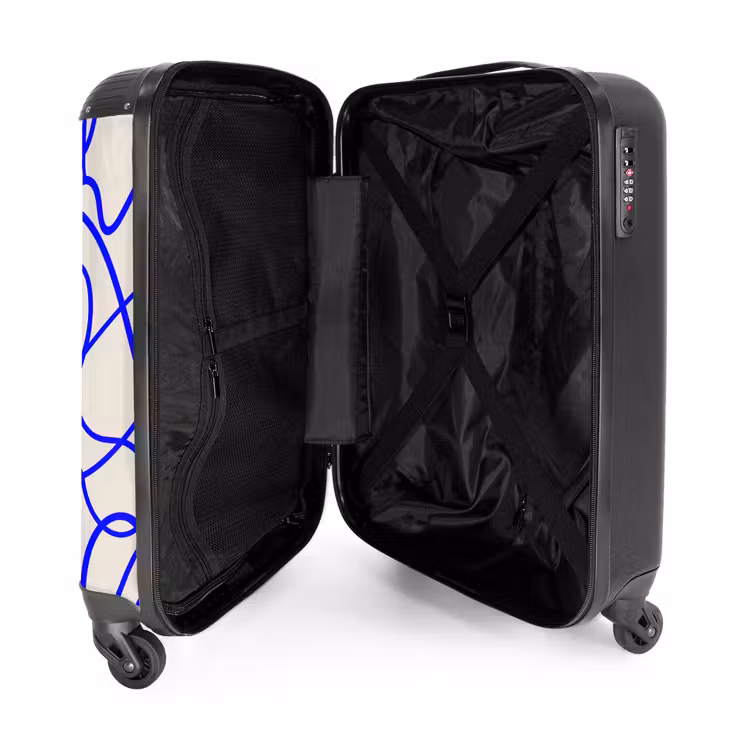 Suitcase - Blue lines on beige background — 3