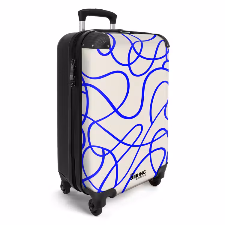 Suitcase - Blue lines on beige background — 4