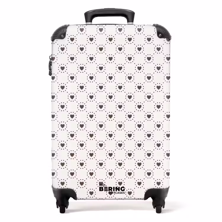 Suitcase - Cream background with brown hearts — 1