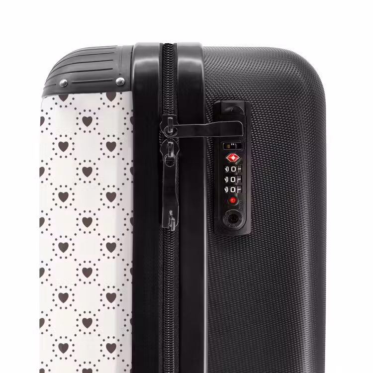 Suitcase - Cream background with brown hearts — 5