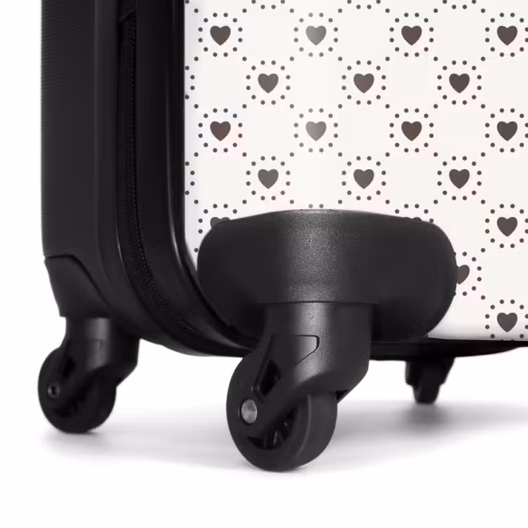 Suitcase - Cream background with brown hearts — 6