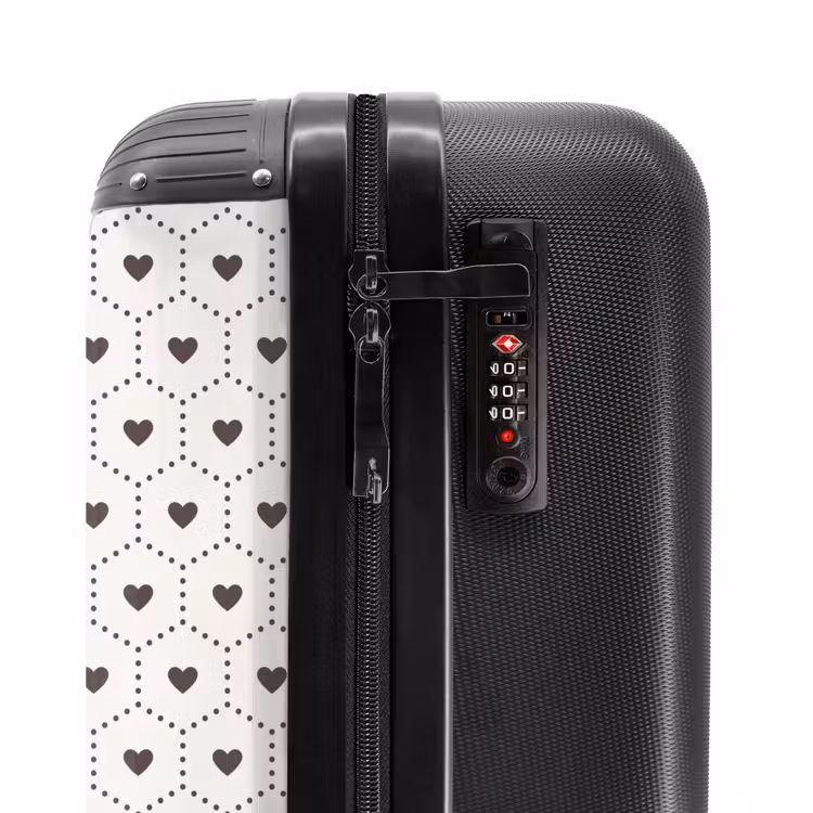 Suitcase - Cream background with brown hearts — 5