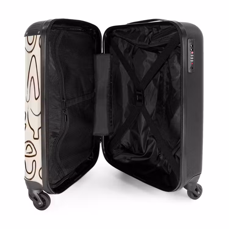 Suitcase - Dark brown abstract shapes on beige — 3