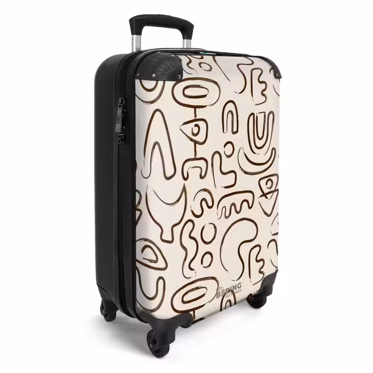 Suitcase - Dark brown abstract shapes on beige — 4