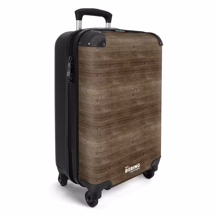 Suitcase - Dark brown wood with horizontal grain and knots — 4