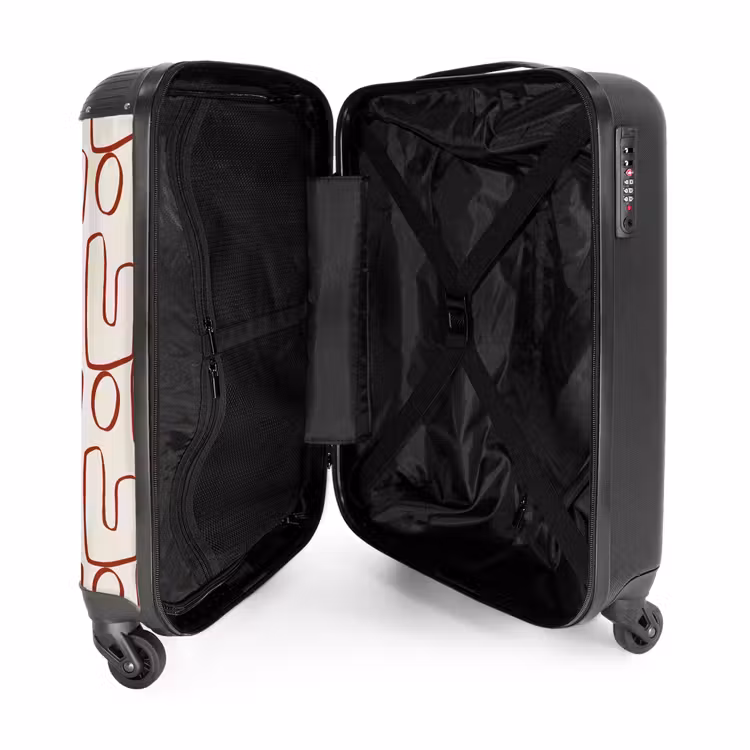 Suitcase - Dark red abstract lines on beige background — 3