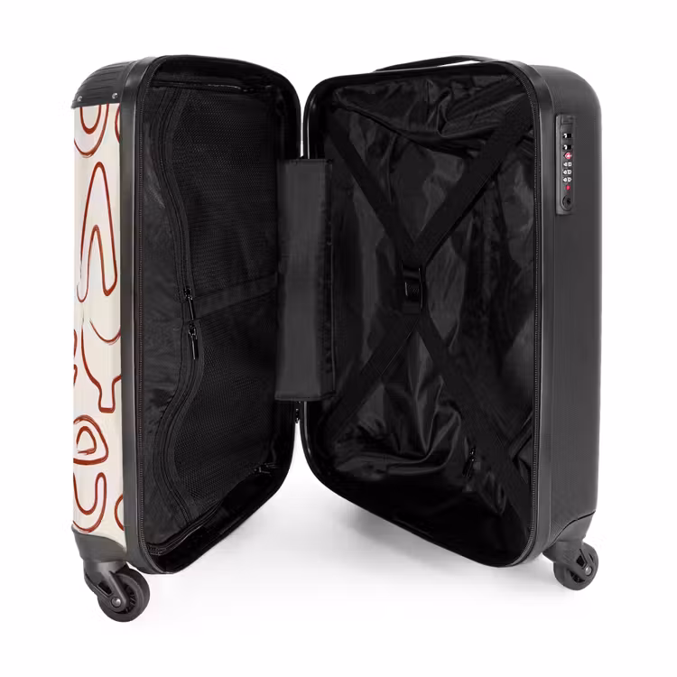 Suitcase - Dark red abstract shapes on beige — 3