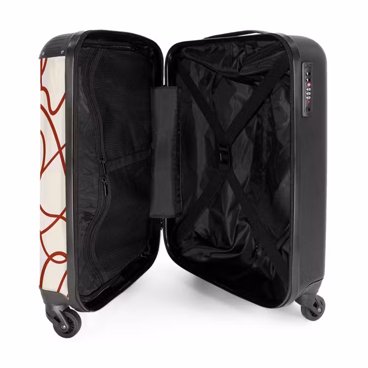 Suitcase - Dark red lines on beige background — 3