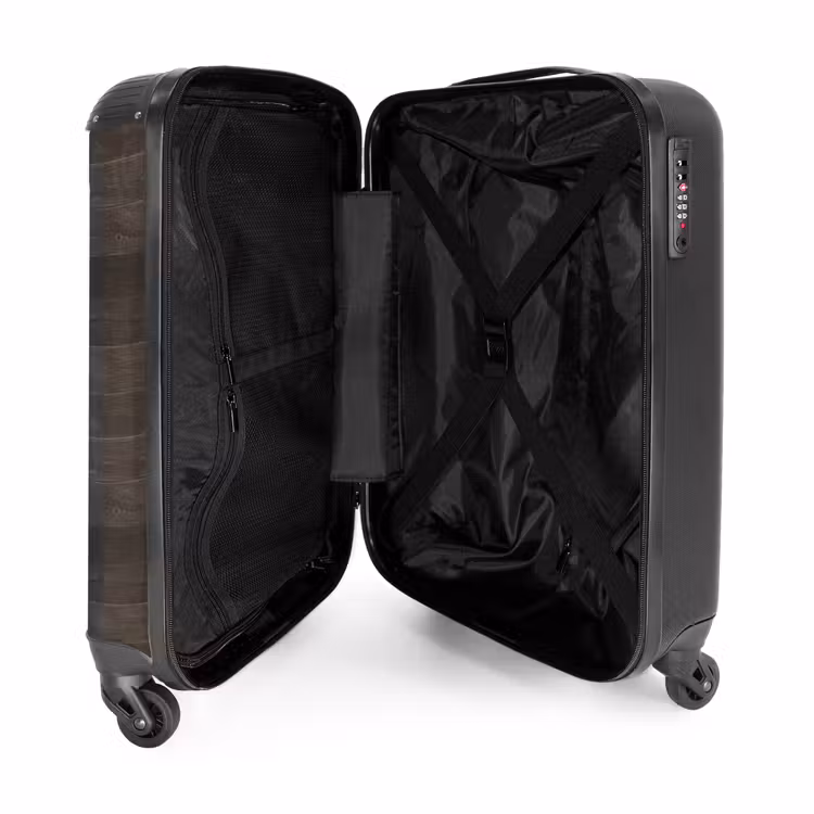 Suitcase - Dark weathered wood with horizontal planks — 3