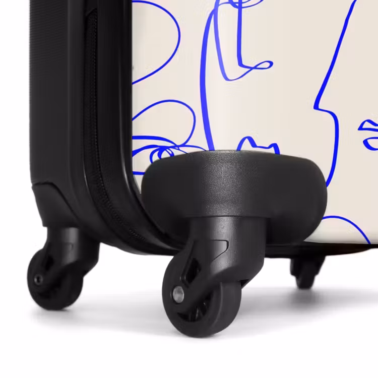 Suitcase - Faces in blue line on beige background — 6