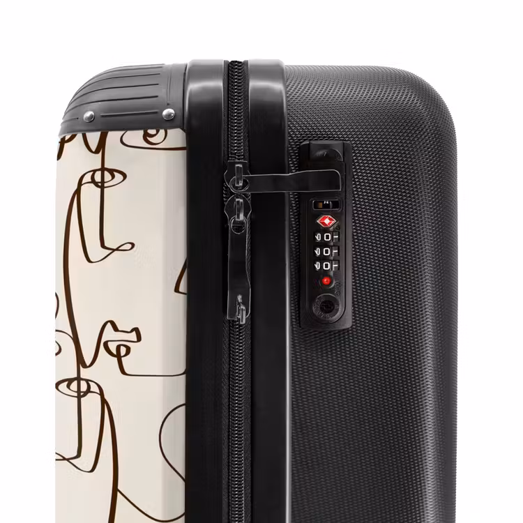 Suitcase - Faces in brown line on beige background — 5