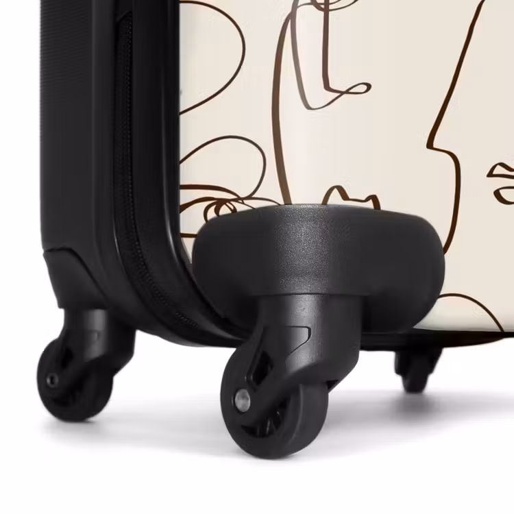 Suitcase - Faces in brown line on beige background — 6