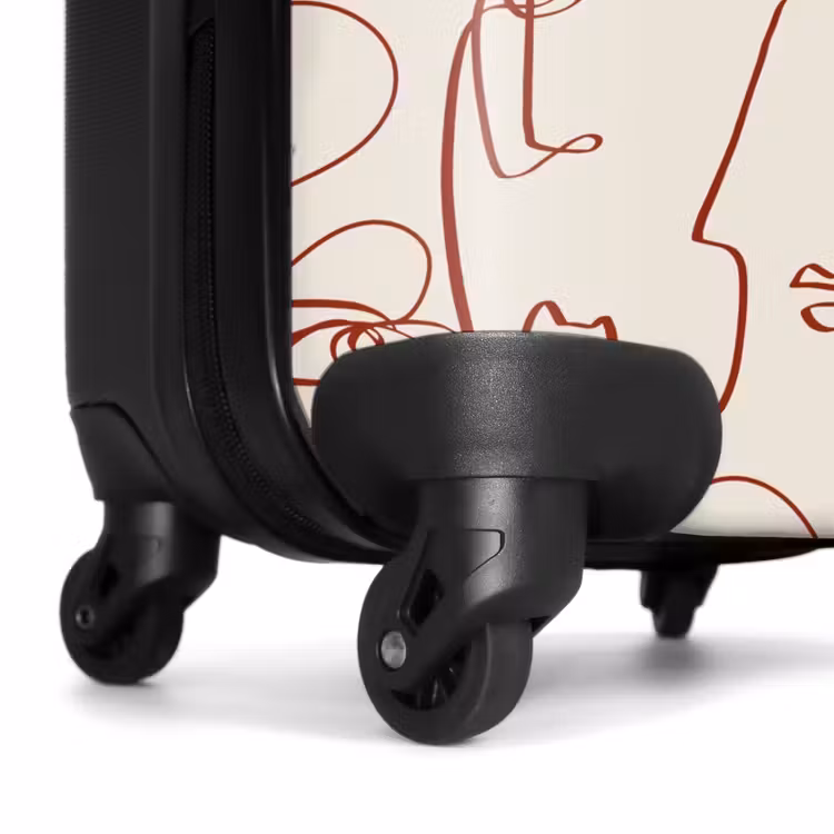 Suitcase - Faces in dark red line on beige background — 6