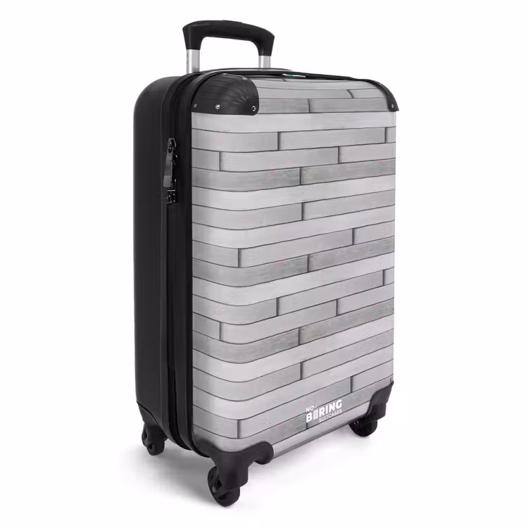 Suitcase - Gray weathered wood with pink accents — 4