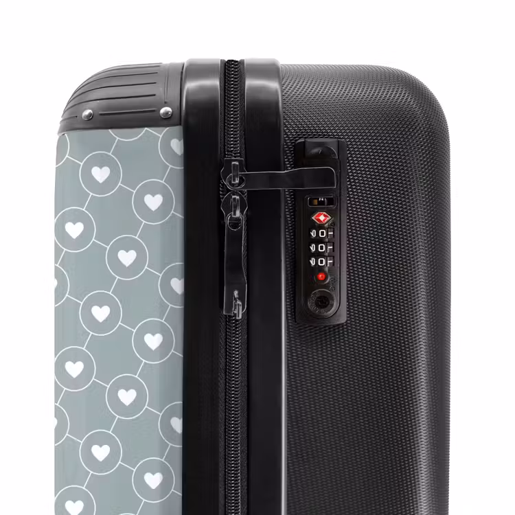Suitcase - Gray-green background with white hearts — 5